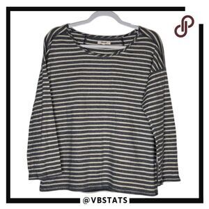 Madewell Women's Striped Boat Neck Long Sleeve Shirt‎ Black White Size Small